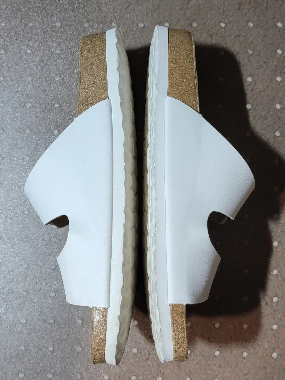 Women’s White Double-Buckle Slide Sandals with Contoured Footbed